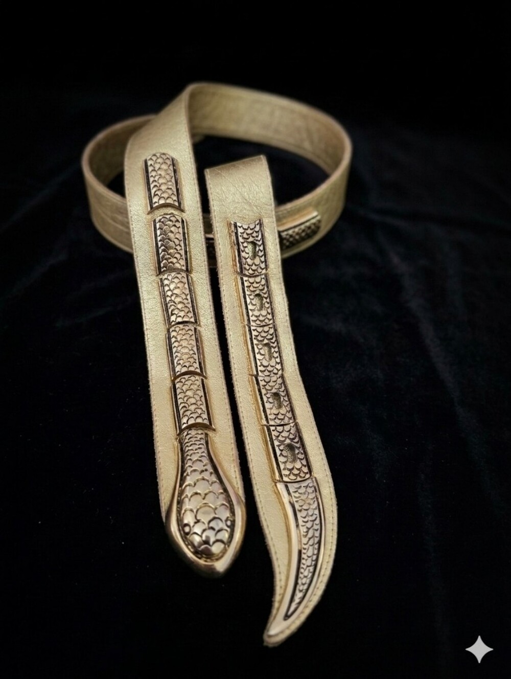 Vintage Leather Metal Snake Belt Sz Medium